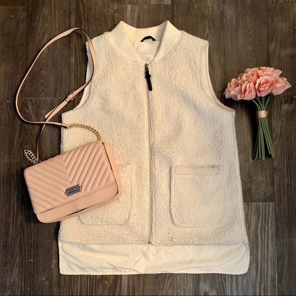 Calvin Klein Jackets & Blazers - White Calvin Klein zip Sherpa vest